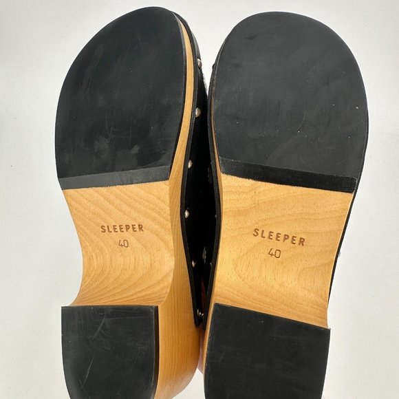 Sleeper Black Daisy Matilda Shearling Silk/Wooden Clog sz 40/US 9-9.5 NWOT NEW - Picture 10 of 10
